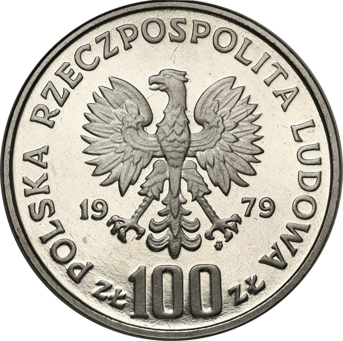 PRL. PRÓBA Nikiel 100 złotych 1979 Ryś - RZADKOŚĆ
